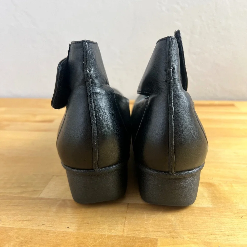 Dansko Shoes Lulu Size 37 Black Leather Ankle Strap Wedge Mary Jane Hook Loop